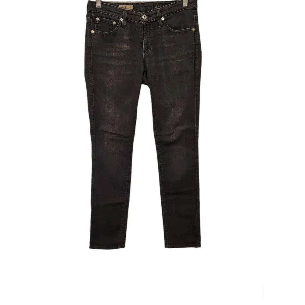 AG Adriano Goldschmied Jeans The Stevie Slim Straight Leg Jean Black 27R 30x30‎